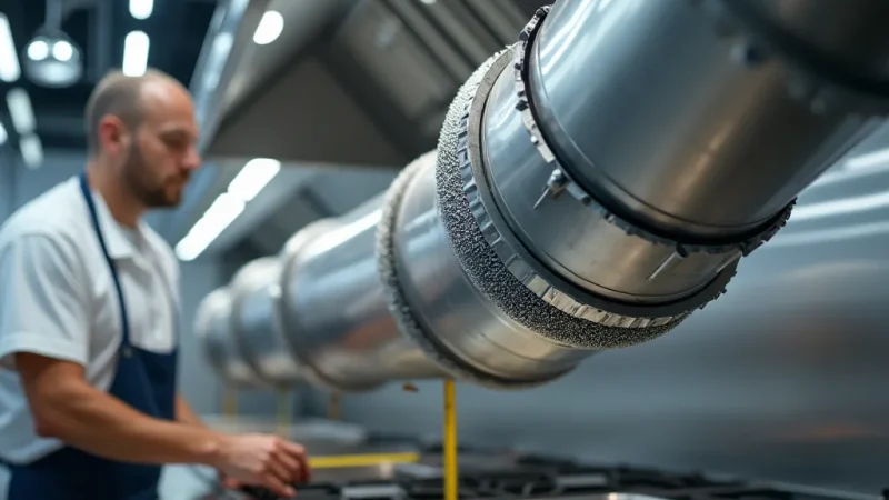 Riduzione di sezione in una canalizzazione di aspirazione fumi per cucina professionale